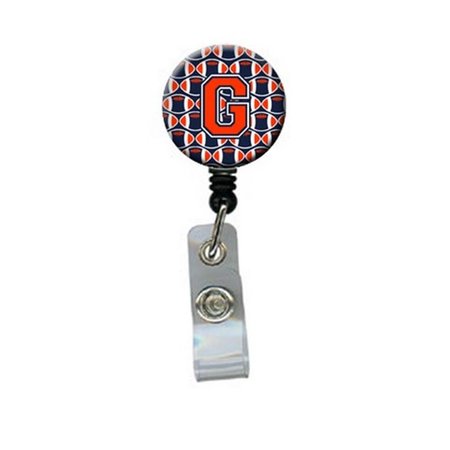 CAROLINES TREASURES Letter G Football Orange, Blue and White Retractable Badge Reel CJ1066-GBR